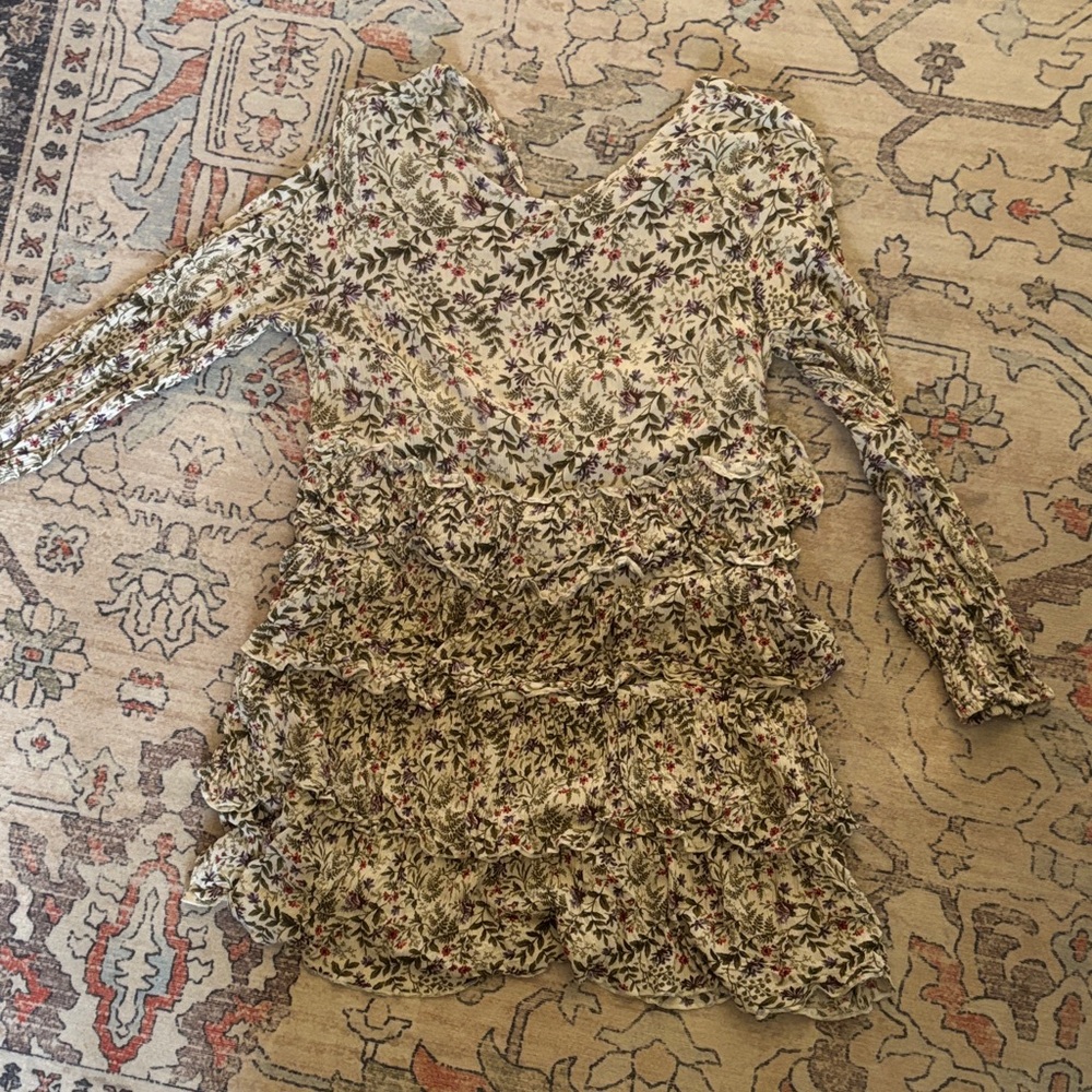 Floral Long Sleeve Ruffle Dress